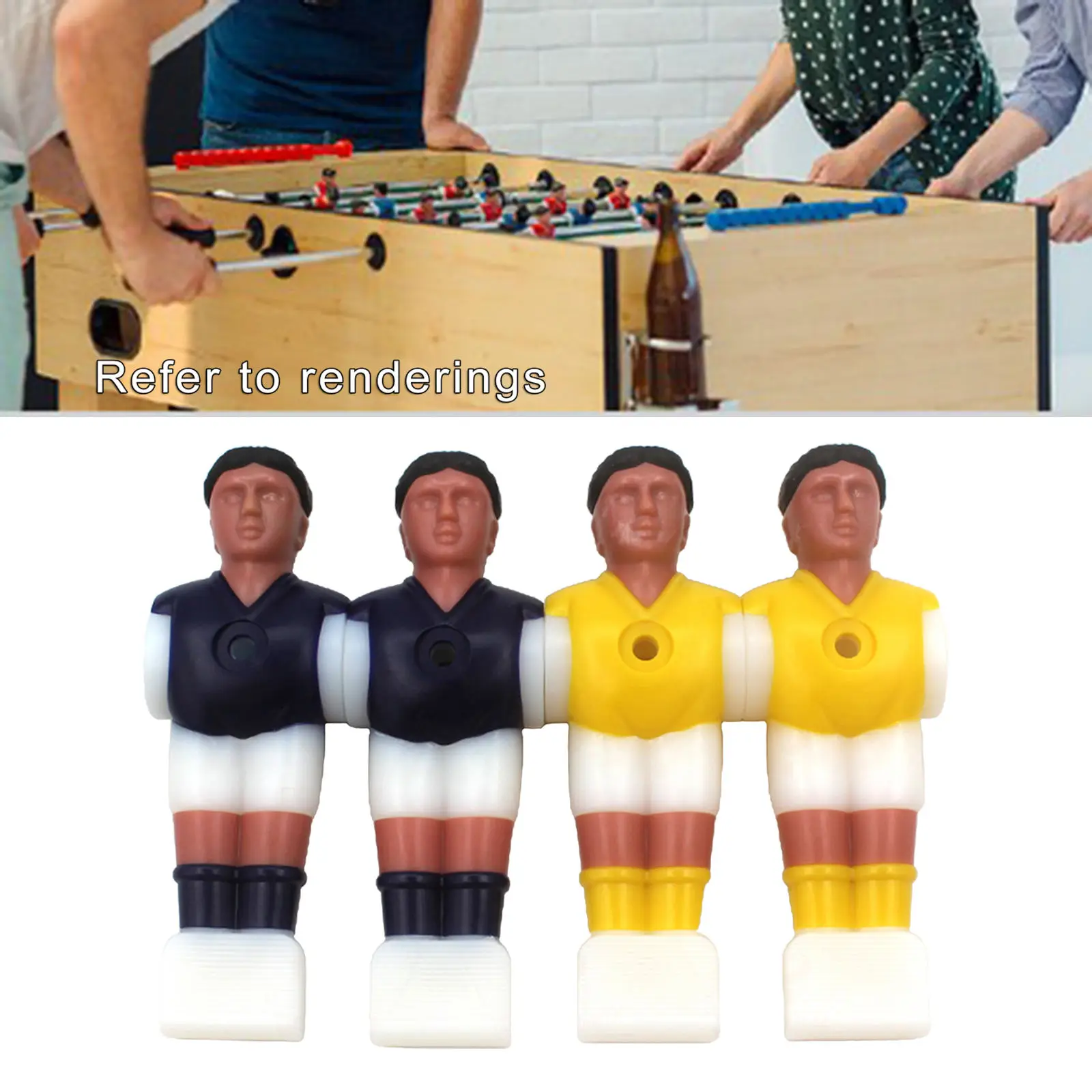 4x Foosball Men Soccer Table Guys Football Accessory 2 yellow 2 purple Soccer Player Man Replacements Set Table Parts