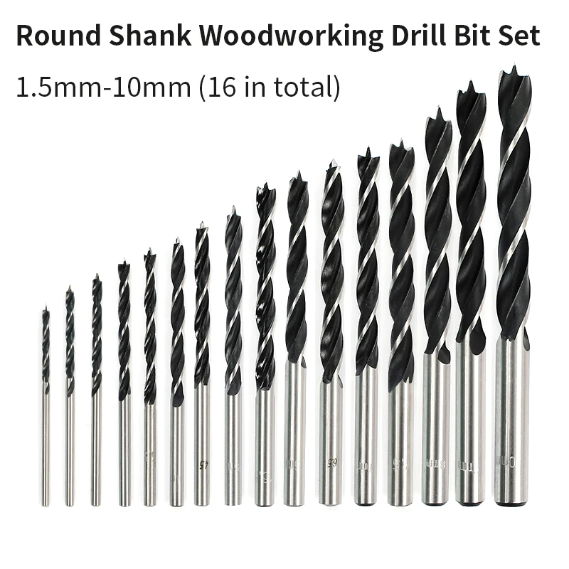 Hexagonal shank woodworking drill bit punching round shank three-point drill electric drill rotary head wood plank hole special images - 6