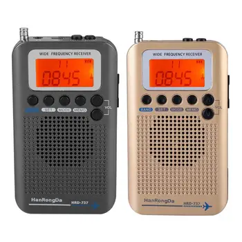 

Mini Full Band Digital FM/AM/VHF Radio Speaker with LCD Display Alarm Clock Time Display Function Portable Radio FM/AM Receiver