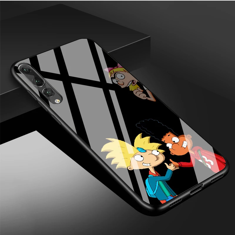 Hey Arnold Đặc Biệt Tự Làm Sang Trọng Kính Cường Lực Điện Thoại Ốp Lưng Cho Huawei P20 P30 P40 Lite PRO Giao Phối 20 30 Lite pro Vỏ huawei silicone case