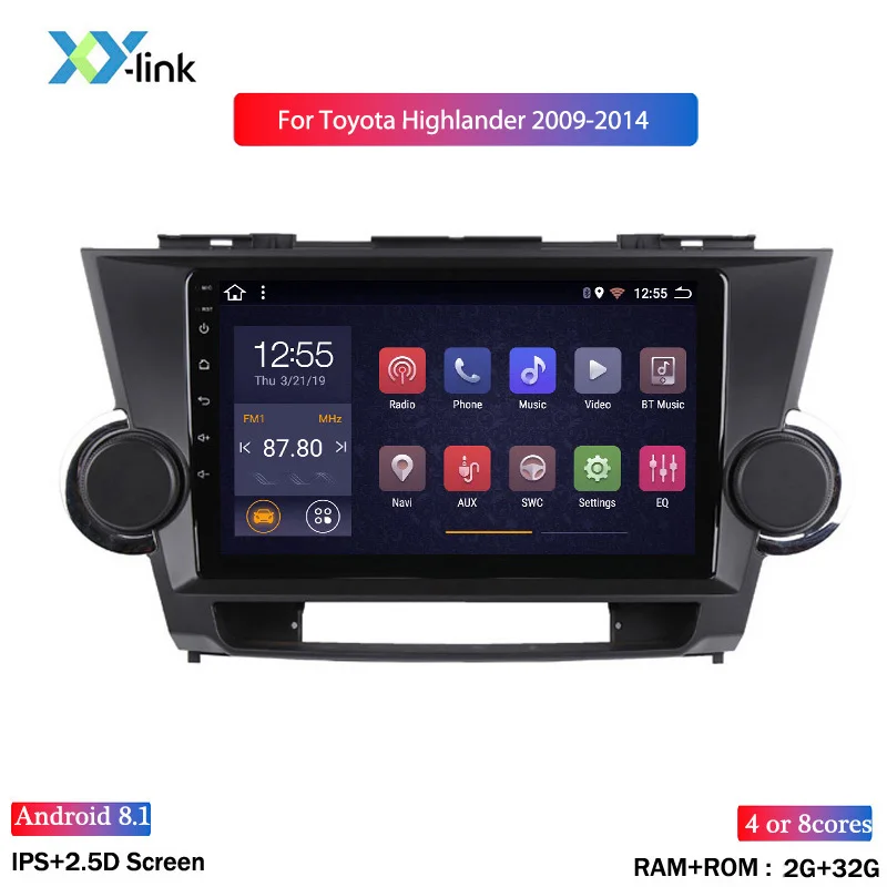 Android 8,1 HD сенсорный экран 9 дюймов gps Навигация стерео для Toyota highlander 2009- Поддержка SWC