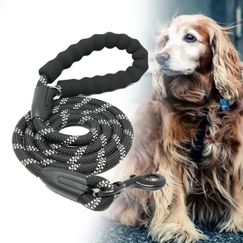 

1.5M Durable Dog Leash Pet Rope Leash Thick Durable Nylon Rope Leash with Soft Padded Handle and Light Weight Training Leash