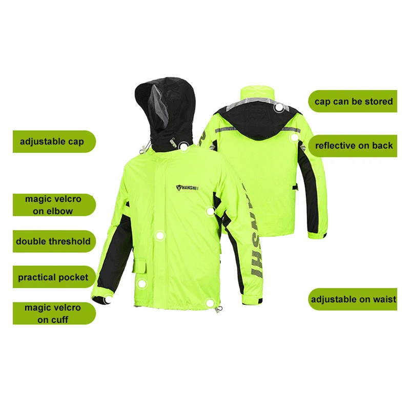 NANSHI непроницаемый moto ciclista Capa de Chuva moto мотоциклетный дождевой костюм Combinaison Pluie moto Светоотражающая водонепроницаемая куртка брюки