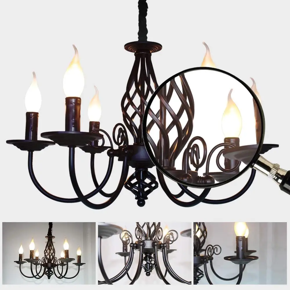 Ceiling Chandelier Nordic Vintage Candle Chandeliers Lighting Lustre Hanging lamps for Ceiling Farmhouse Lamp For Diningr Kitchen Chandelier Room