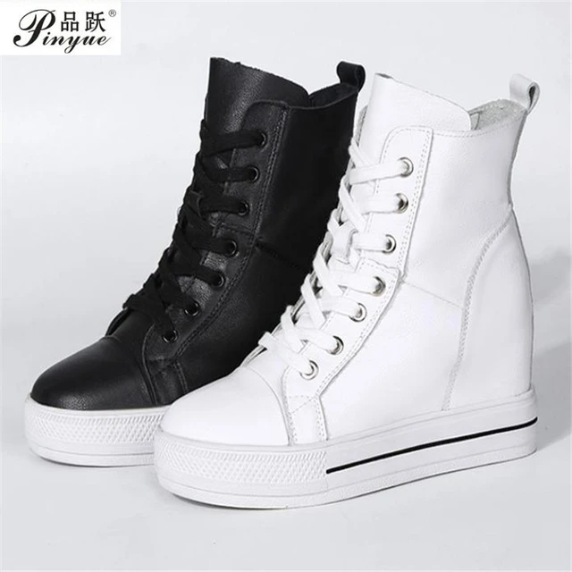 SNEAKRES Women's Genuine Leather Sneakers Boots