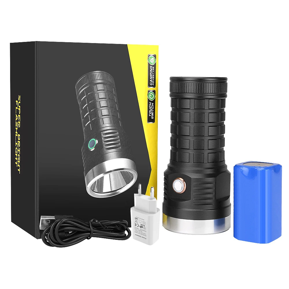 Фонарик Cree xhp70 led 18650 аккумулятор 8000 мАч usb зарядка ударопрочный мощный уличный Автомобильный светодиодный фонарь для самозащиты - Испускаемый цвет: White light