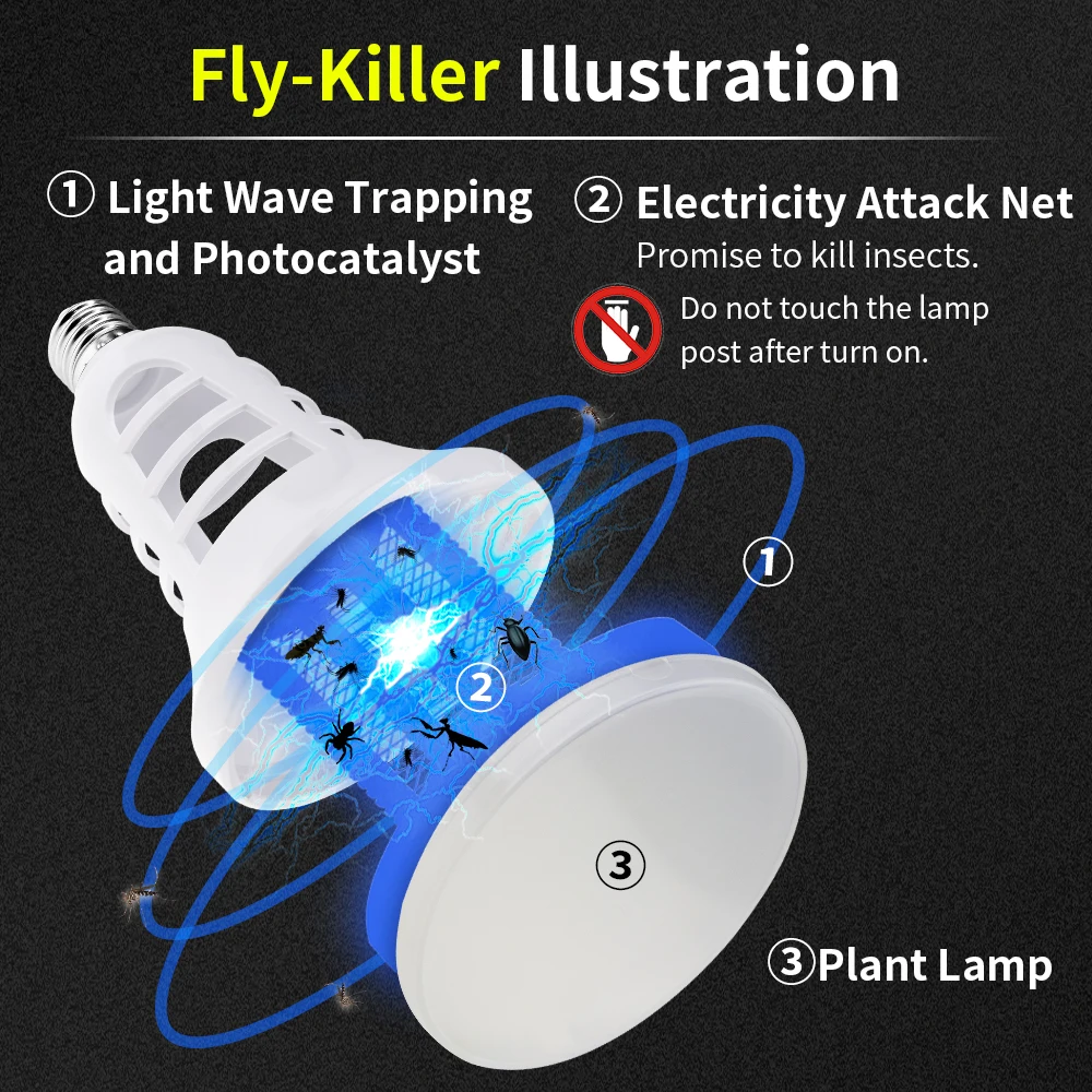 

Greenhouse Lighting Led Phyto Lamp E27 USB Killer Electric Mosquito Killer Led Plant Lamp Dual Function Outdoor Mosquito Trap