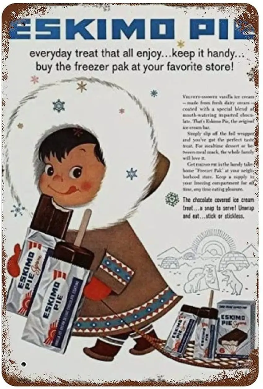 Jefcy 1958 Eskimo Girl Love Eskimo Pie Ice Cream Bar Retro Metal Logo