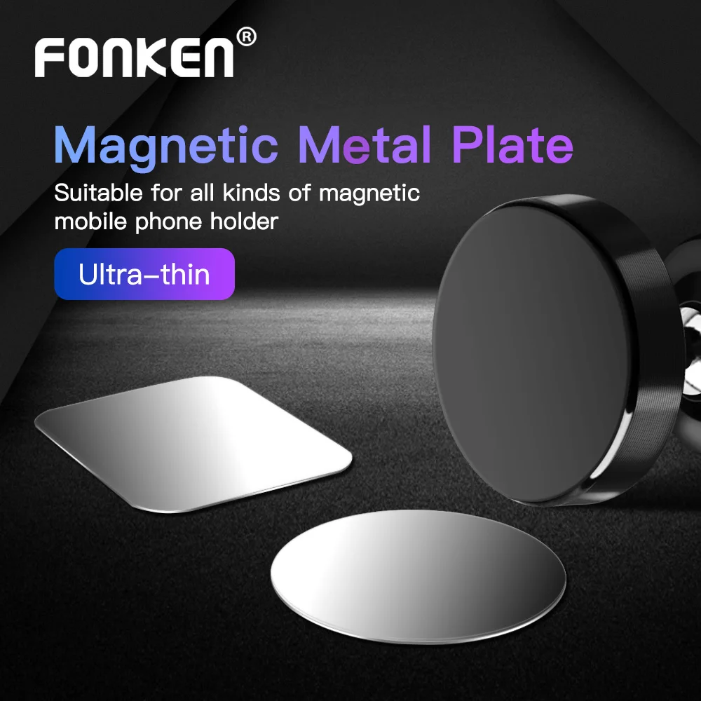 FONKEN Ultra-thin 5pcs Magnetic Metal Plate Car Phone Holder Disk iron Sheet Sticker Strong Magnet For Phone Holder Stand Mount phone holder for car