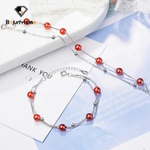 Романтические туристические Кристальные 925 браслеты серебряные маленькие свежие двухслойные гранатовые женские браслеты темпераментные женские аксессуары