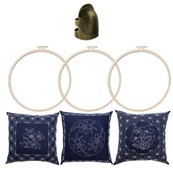 

3 Set Embroidery Accessories Kit DIY Cross Stitch Pillow Cover Set Cloth Needles Thread Accessories Embroidery Art Craft With 20