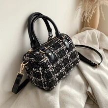 Осенне-зимняя шерстяная женская сумка популярная новая модная Корейская версия универсальная сумка-мессенджер ручная Бостонская сумка