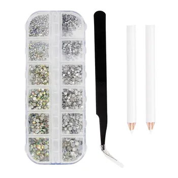 

1sets Handle Rhinestone Studs Picker Wax Pencil Dual-ended Nail Dotting Pen Crystal Beads Glitter Powder Nail Art Tools