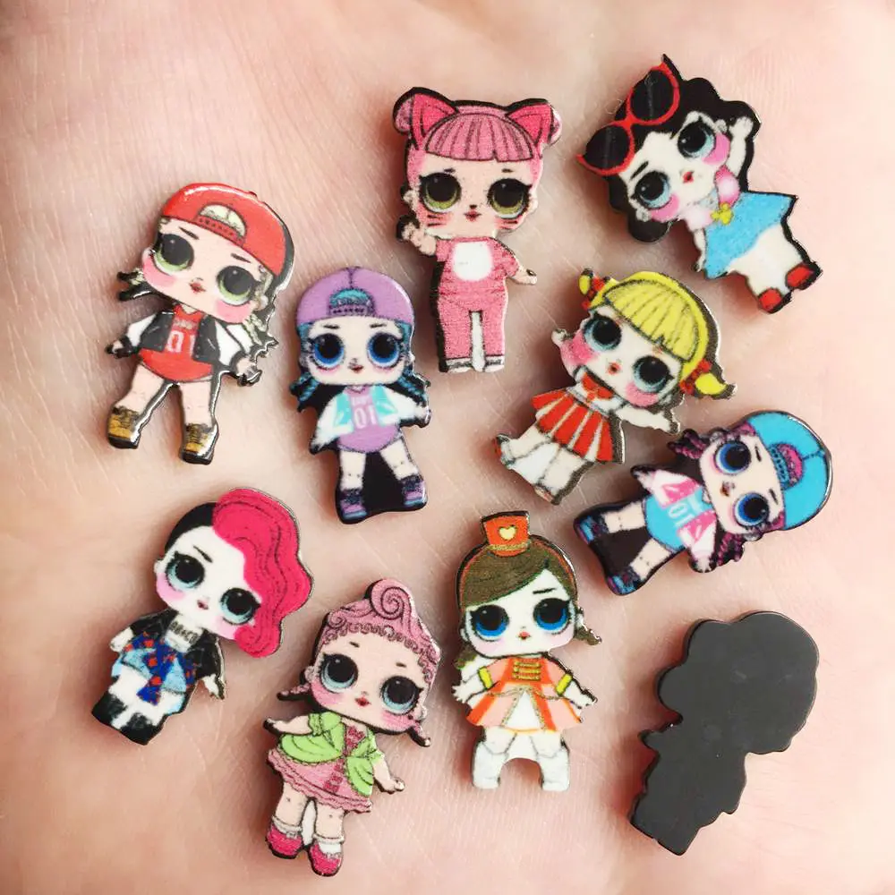 

Lovely Colorful Mix Mini Cool Gril Flat Back Acrylic Sheet Miniature Pattern Applique DIY Wedding Scrapbook Embellishments F705