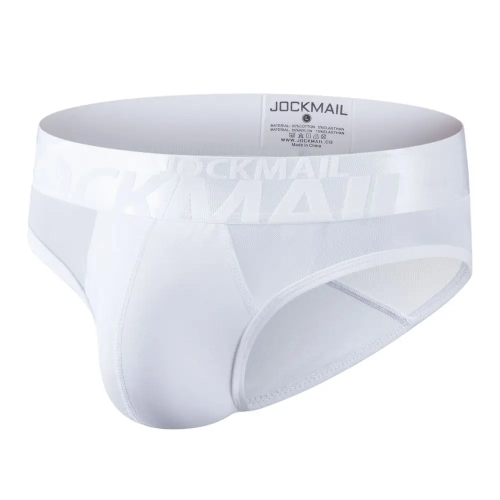 briefs JOCKMAIL Sexy Gay Men Underwear Briefs Cotton Breathable Bikini Panties Men Sexi Transparent Homme Jock Straps Slip White Black briefs underwear Briefs