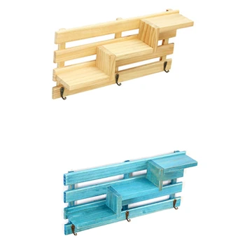 

Retro Wall Mounted Wood Rack Shelf Holder Storage Key Hanging Home