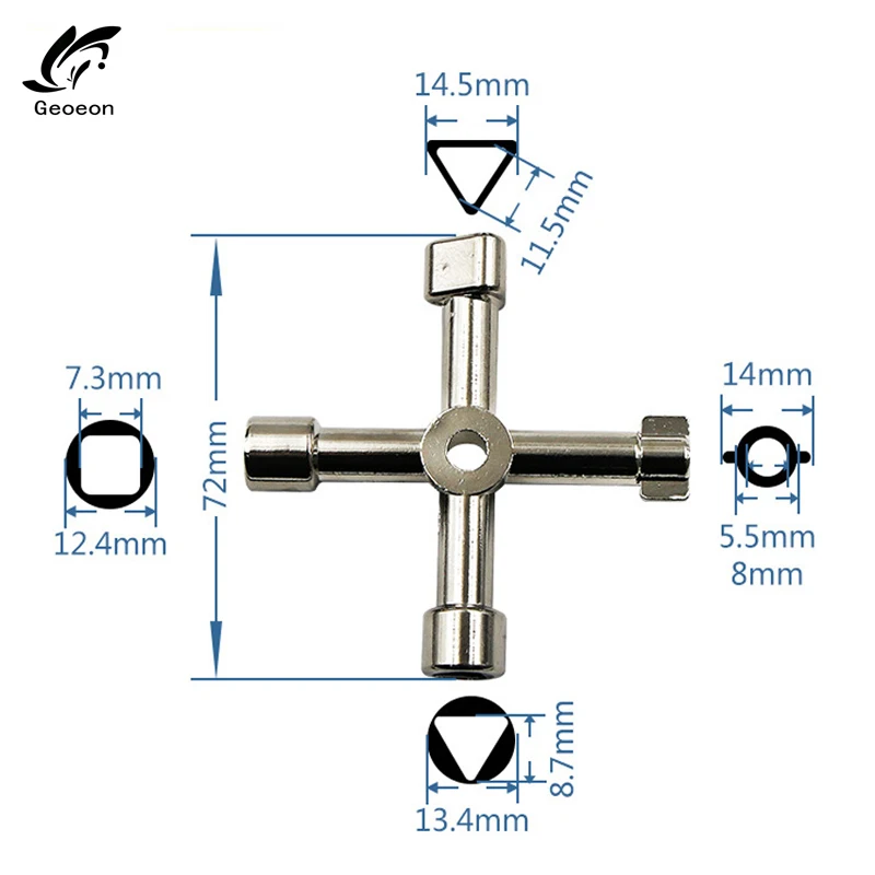 4/5 в 1 Универсальный крестообразный ключ треугольный ключ для поезда Электрический шкафчик лифта клапан сплав треугольник квадратный A47-55