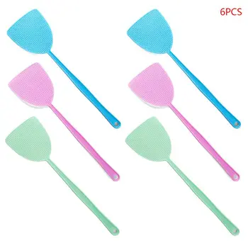 

6pcs Plastic Fly Swatter Mosquito Wasp Bug Zapper Pest Control Long Handle Tools