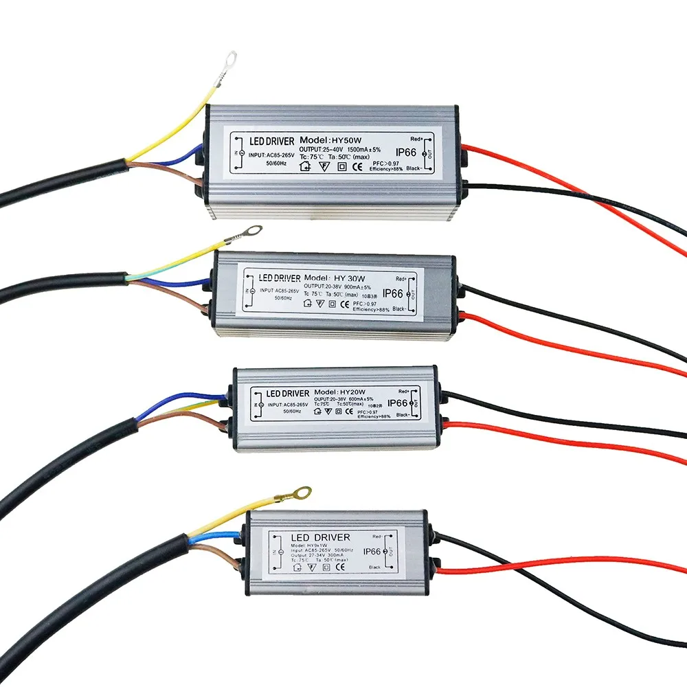 LED Driver 10W 20W 30W 50W 300mA/600MA/900MA/1500MA Power Supply Floodlight Lighting Transformer IP66 Waterproof Adapter