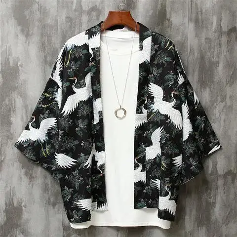 

Traditional Women Kimono Men Yukata Japanese Style Cardigan Kimonos Loose Beach Sun-protective Shirts Coat Thin Unisex Harajuku