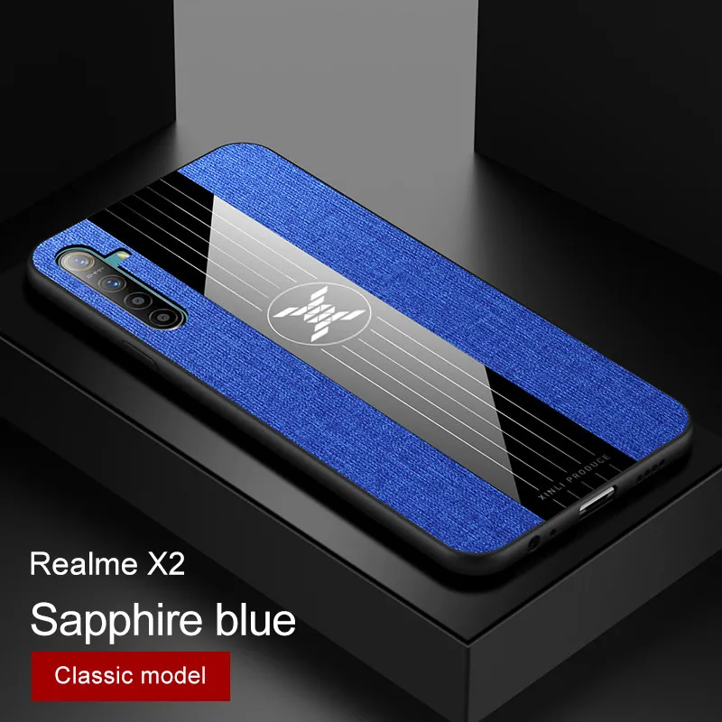 Высококачественный защитный чехол для OPPO Realme XT Чехол класса люкс Кронштейн кольцо из силикона ТПУ кожаный чехол для OPPO X2 RMX1991 RealmeX2 x 2 Pro чехол-накладка - Цвет: Blue(No ring)