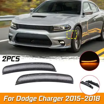 

Smoked Lens Amber LED Light Front Side Marker Lights Turn Signal Lamp For DODGE CHARGER 2015-2018