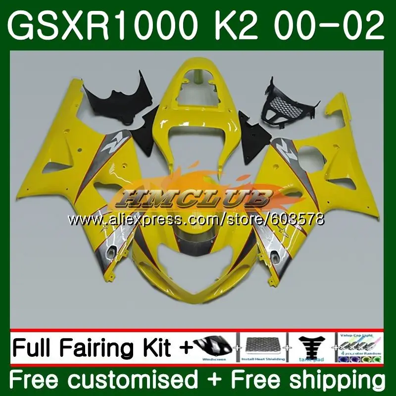 Корпус для SUZUKI GSXR-1000 GSXR 1000 GSXR1000 00 01 02 Светло-желтый 9CL. 93 GSX-R1000 00 02 K2 GSX R1000 2000 2001 2002 обтекатель - Цвет: No. 1