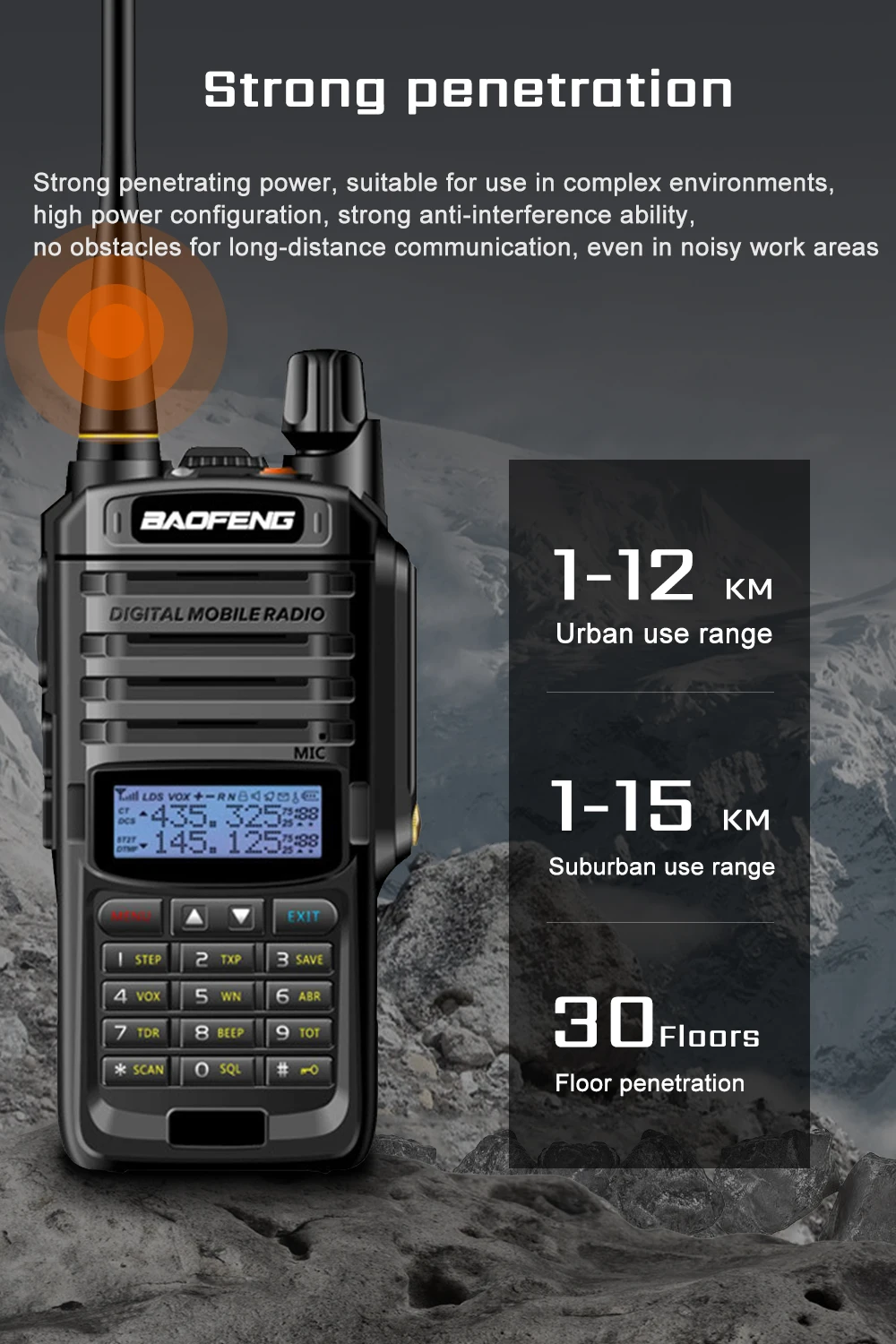 4 шт. Baofeng UV-9R Plus водонепроницаемый двухканальные рации двухстороннее радио Двухдиапазонный портативный 10 км большой диапазон UV9R плюс портативное радио