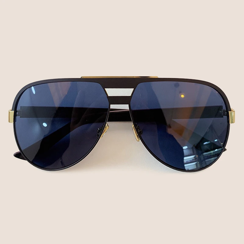 No.4 Sunglasses Роскошные солнцезащитные очки Polit для мужчин, фирменный дизайн, металлическая оправа, негабаритные солнцезащитные очки для мужчин - Цвет линз: No.4 Sunglasses