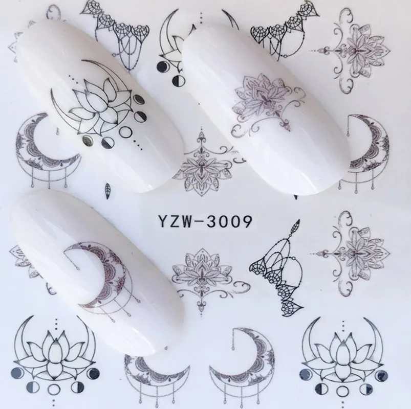 2 шт. зимние наклейки для ногтей дизайн змеи животных черный цветок тату Маникюр