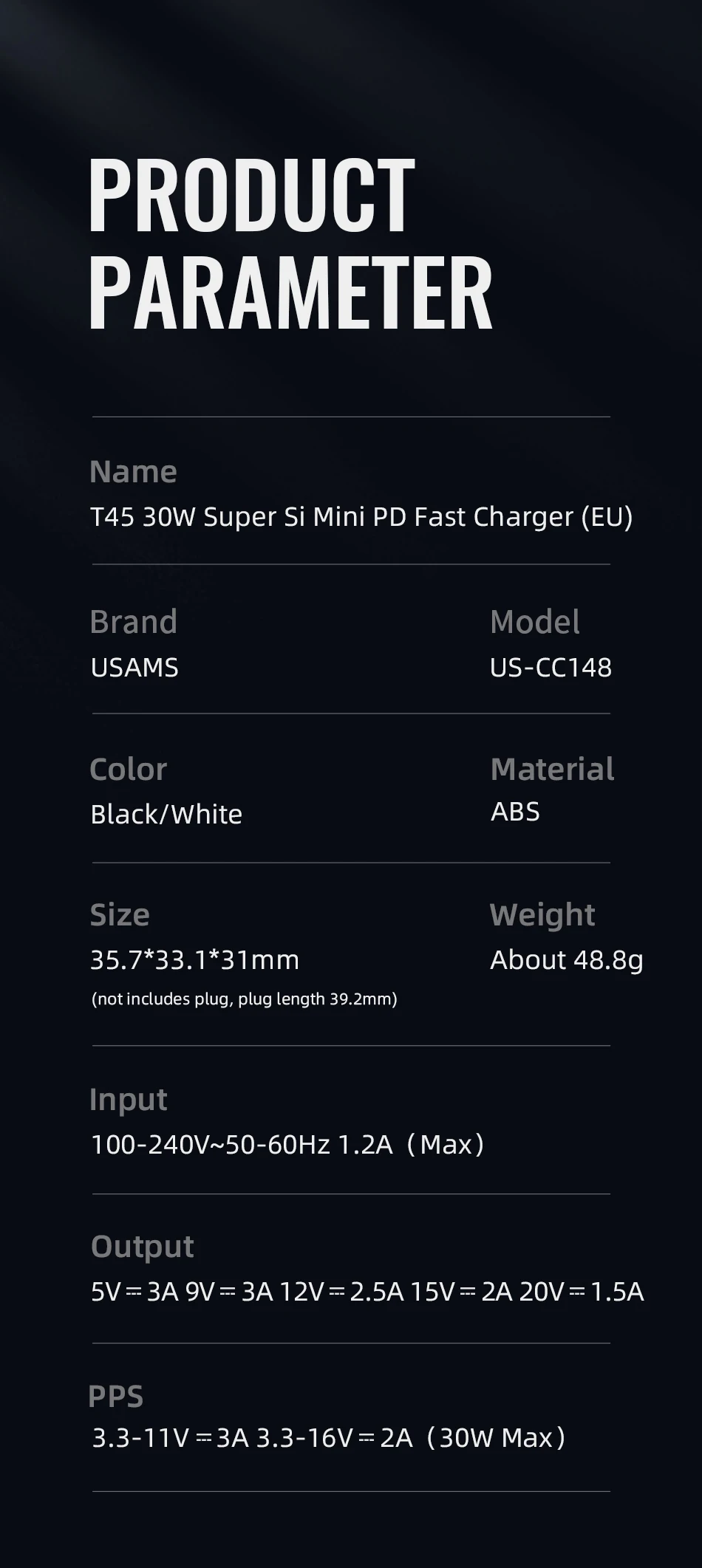 USAMS Super Si PD 30W Mini Fast Mobile Charging Adapter Mobile Phone Charger 55 Hfa1c25f855064bcfb1a7e612cff98165T