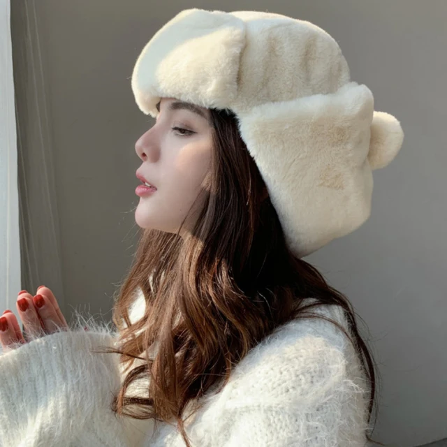 Solid Bomber Hat Women Russian Cap 