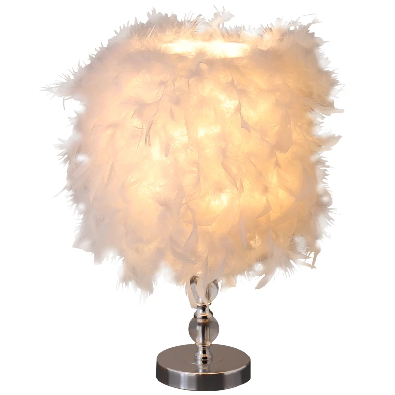 Feather Desk Lamp Bedroom Bedside Cupboard Originality Romantic Simplicity Table Modern Small Night Light Cheap | Лампы и освещение