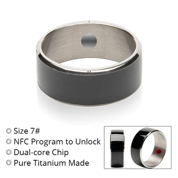 

Smart Ring Size 7 Waterproof Wearable Ring NFC Program to Unlock, Dual-core Chip, Pure Titanium Made Anti-allergic Smart Ring
