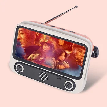 

Retro Mini Bluetooth Speaker Mobile Phone Movies TV Holder Music Player Portable Wireless Sound Box for TF Card