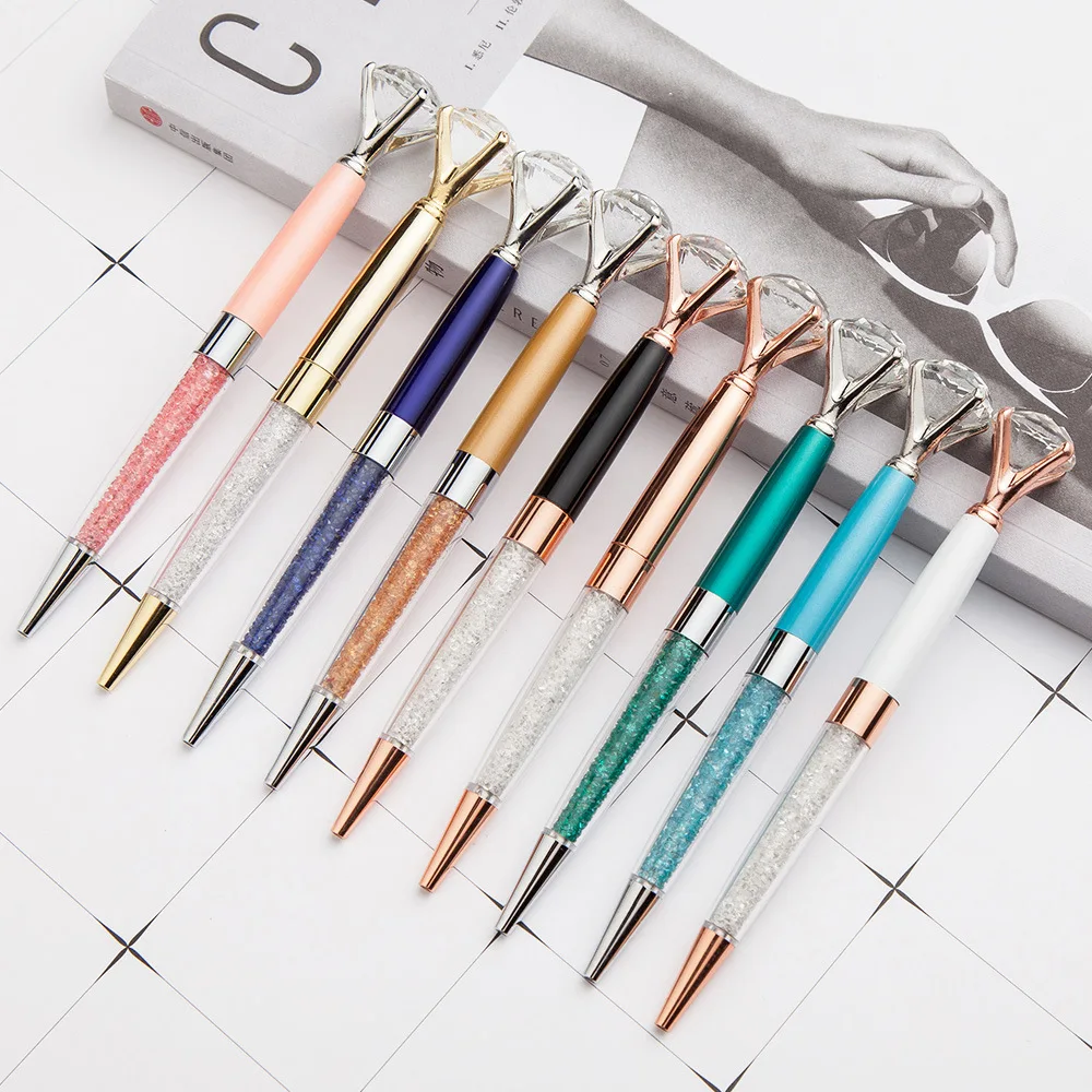 Tanie Kawaii Crystal długopisy długopis kolor dziewczyna 19 Carat duży diament