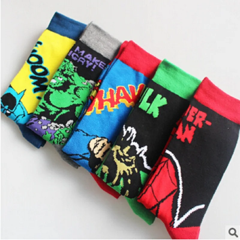 10 шт. = 5 пар супергероев, мужские носки, большие размеры, Супермен, капитан Бэтмен, супергерои, счастливые носки, забавные мягкие хлопковые носки - Цвет: SS16206