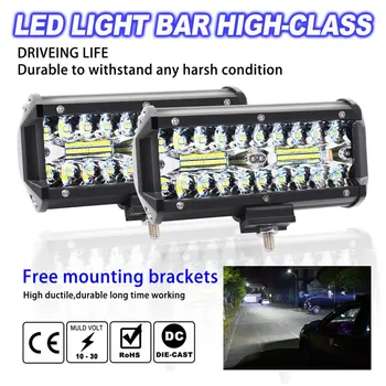 

7 inch 120W LED Light Bar 13200LM Waterproof LED Pods Spotlight Fog Driving Lighting Lamp for Off Road Truck Car SUV Boat
