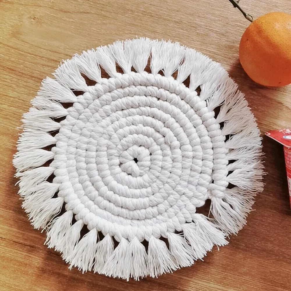 Богемный ручной коврик DIY круглый коврик под чашку кофе чай напиток подставки подстилки изоляционные прокладки кухня домашний декор