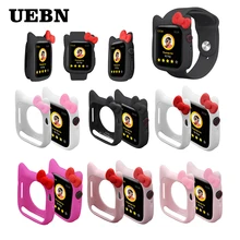 UEBN часы Hello Kitty чехол силиконовый мягкий чехол для iWatch серии 4 чехол для Apple Watch 40 мм 44 мм милый чехол с ушками Kitty