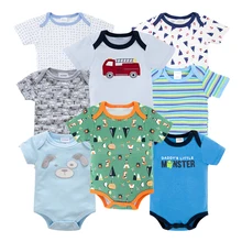 8 шт./компл., боди с короткими рукавами для малышей, комбинезон из хлопка, Одежда для новорожденных мальчиков, боди для девочек, комбинезон и одежда для детей 0-12 месяцев