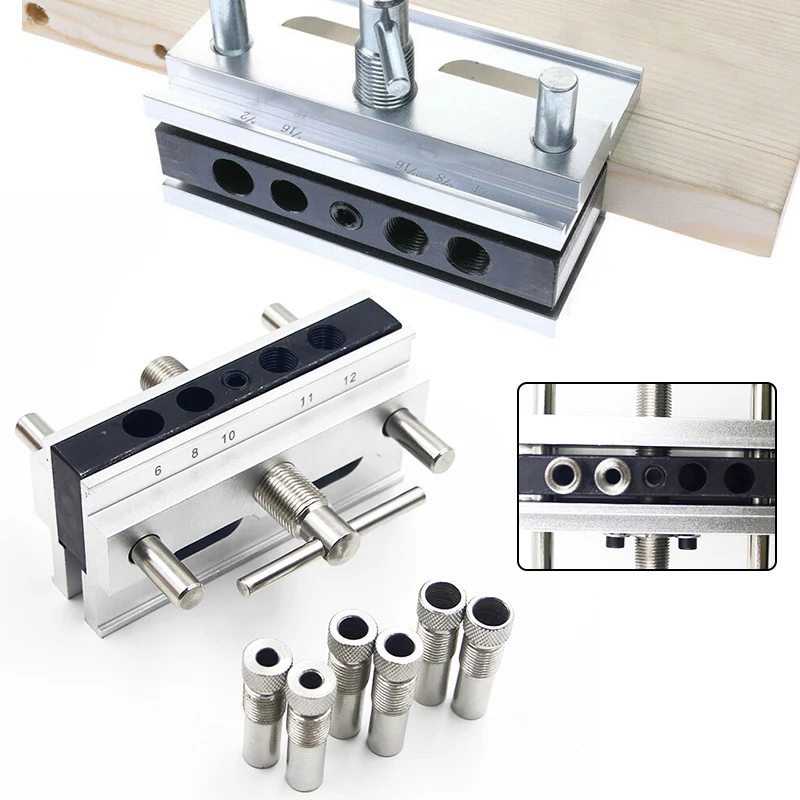 

120*60mm White + Black Woodworking Doweling Jig Tool Metal Drill Dowel Hole Self Centering Locator