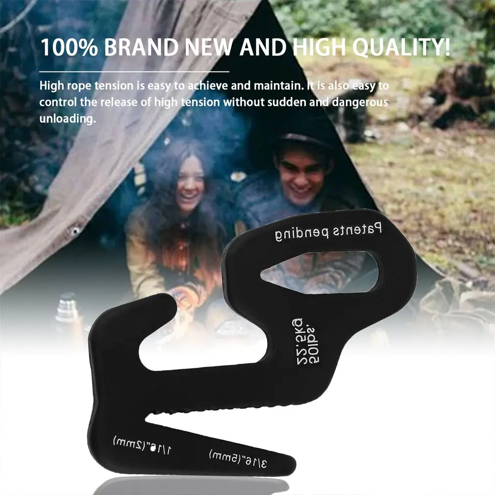 Black Aluminum 9 Shape Rope Tightener Tie Down Strap Tool Camping Tent Rope Buckle Tent Accessories