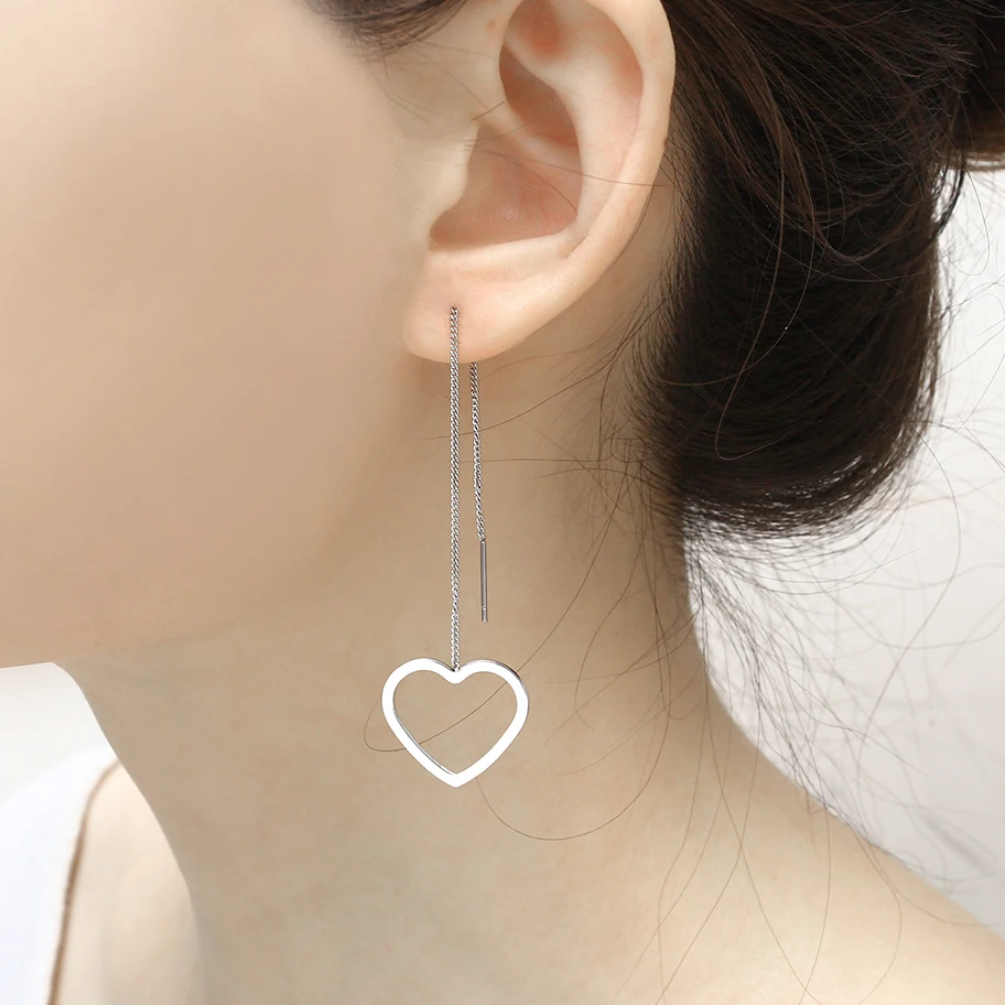 Женские Геометрические серьги в форме сердца корейские длинные геометрические