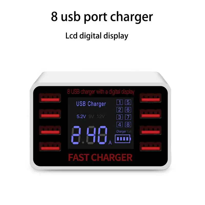 Мульти станция для зарядки с USB для samsung huawei iphone Новое быстрое зарядное устройство док-станция ЖК-дисплей универсальное умное зарядное устройство Европа США Великобритания Австралия разъем