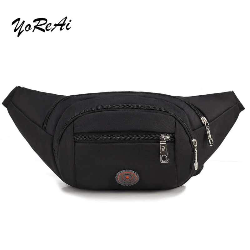 

YoReAi Nylon Waterproof Black Army Green Waist Pack Men Women Fanny Pack Bum Bags Hip Money Belt Travel For Mobile Phone Bag