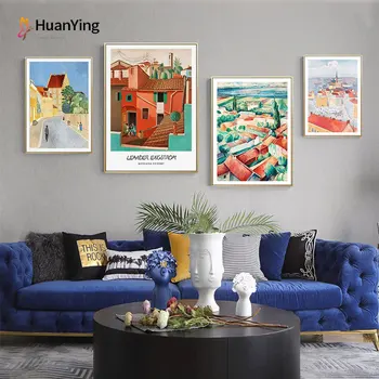 

Nordic Landscape Canvas Painting Peaceful Small Town Alley Buildings Poster and Pictures for Living Room Modern Wall Home Decor