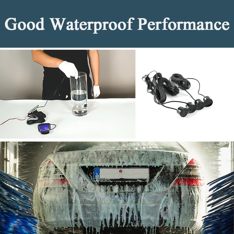 SINOVCLE Car Parking Sensor Kit Buzzer 4 Sensors With Drill Hole Saw 22mm Reverse Radar Sound Alert Indicator System 8 Colors