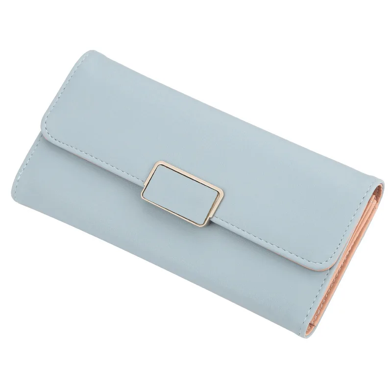light blue Модные женские туфли, складываются в три раза Длинный кошелек из искусственной кожи держатель для карт сумка-Органайзер LXX9 - Цвет: light blue