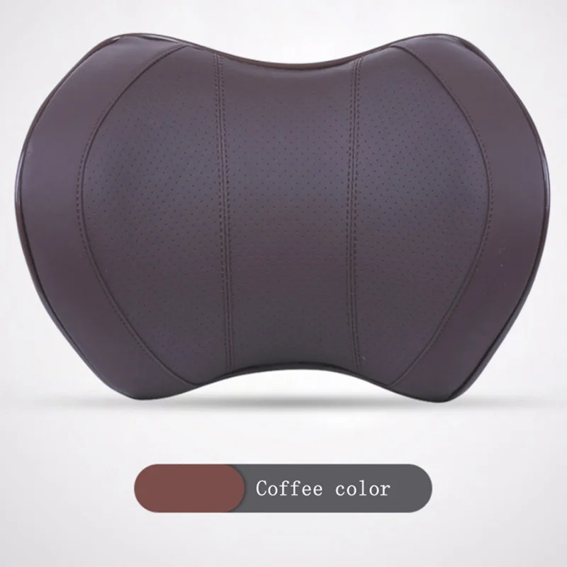 1 piece Car Headrest Space Memory Cotton PU Leather Neck Pillow Breathable Comfort Four Seasons Universal - Цвет: Coffee color
